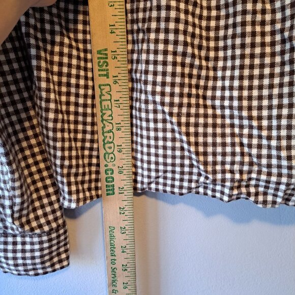 Madewell Flannel Tie-Front Shirt In Gingham Check Brown Size Small Womens Button - Picture 6 of 8